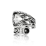 Cawsug Adjustable Cross Spoon Rings for Women Silver Vintage Boho Statement Floral Design Victorian