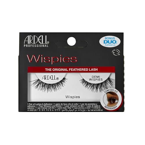 Ardell Demi Wispies False Eyelashes & Duo Lash Glue Medium Volume and Length for a Naturally Fuller Look Easy for Beginners Vegan Friendly 1 Pair (Pack of 1)