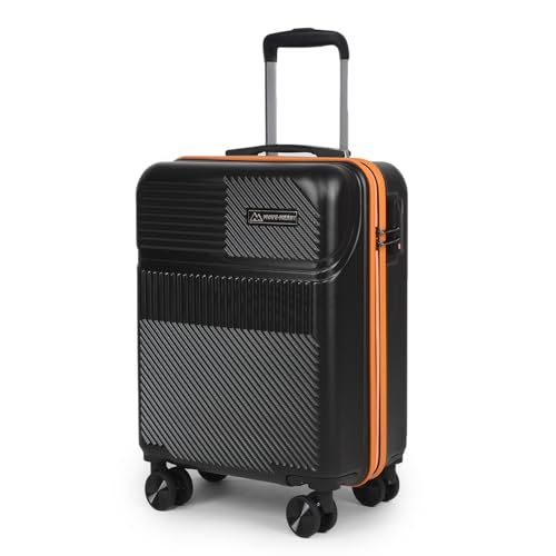 Image of Move-Meant VoyageWare Small Cabin Suitcase 55 Cm 8 Wheels Number Lock Poly Carbonate Black /Orange Trolley Bag for Men & Women | 360 Degree Wheeling System Luggage | Trolley Bags for Travel