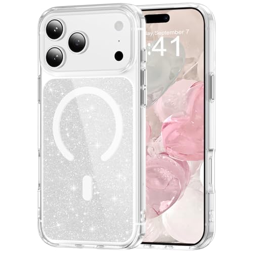 COTDINFOR Magnetic for iPhone 17 Pro Max Case Glitter Cute Slim Sliver JYS