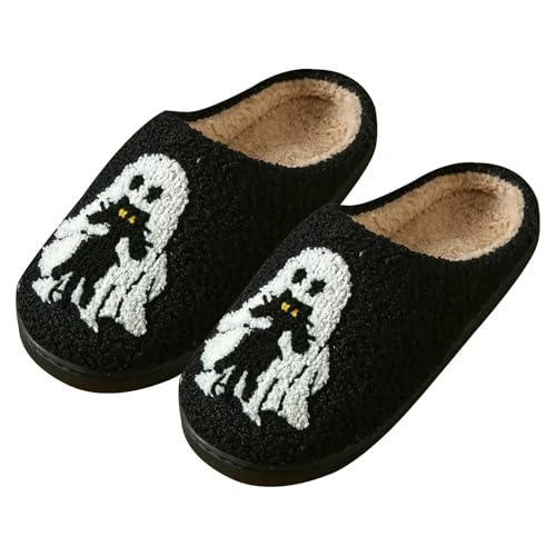 Halloween Slippers for Women 2025 Fall Winter Cute Soft Comfy Fluffy Holiday Bedroom Slippers Indoor Outdoor Shoes