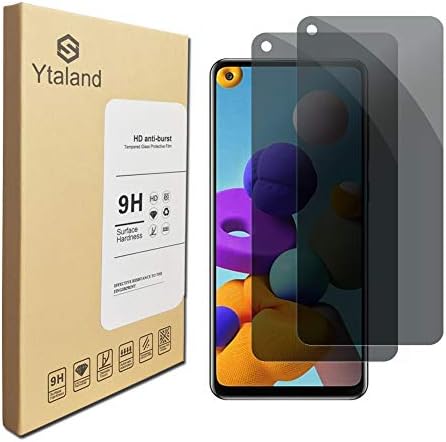 [2 Pack] Ytaland Privacy Screen Protector for Samsung Galaxy A21/ A21S, Anti Spy Anti Peep Anti-Fingerprints Bubble-Free Tempered Glass Screen Protector