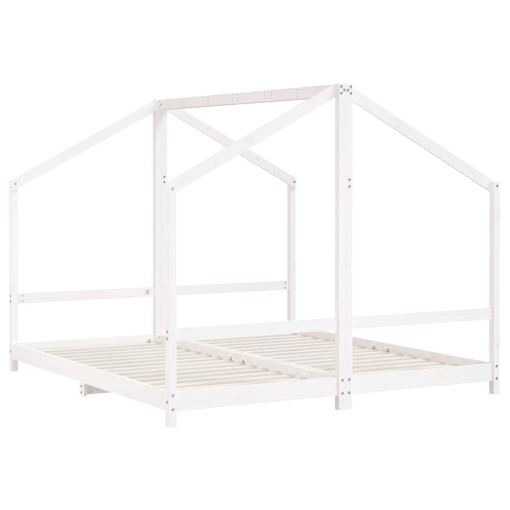 Łóżeczko dziecięce, białe, 2 x (90 x 200 cm), lite drewno sosnowe, pokój dziecięcy, pokój dziecięcy, łóżko dla dzieci ze stelażem i zabezpieczeniem przed wypadnięciem, możliwość przebudowy, z
