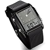 HONKERW orologio Orologio digitale impermeabile a LED con doppio fuso orario, orologio elettronico unisex, un regalo eccellente for compleanni, feste e celebrazioni smartwatch(Svart)