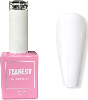 FZANEST White Gel Nail Polish, 15ml Self-leveling Gel Polish Soak Off UV LED Nail Art Starter Manicure Salon DIY at Home, 0.51 OZ