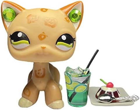 Pet Shop Toy LPS Grey Tips White Shorthair Cat Green Eyes #125 Action Figures Earrings and Hand Lamps LPS Accessories Kids Boys Girls Christmas New Years Gift
