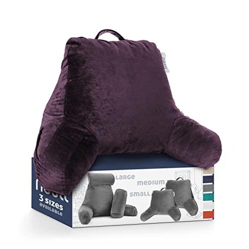 Nestl Reading Pillow for Kids, Small Bed Pillow, Back Pillow for Sitting in Bed, Memory Foam Chair Pillow, Reading & Bed Rest Pillows, Purple Back Pillow for Bed, Arm Pillow with Pockets