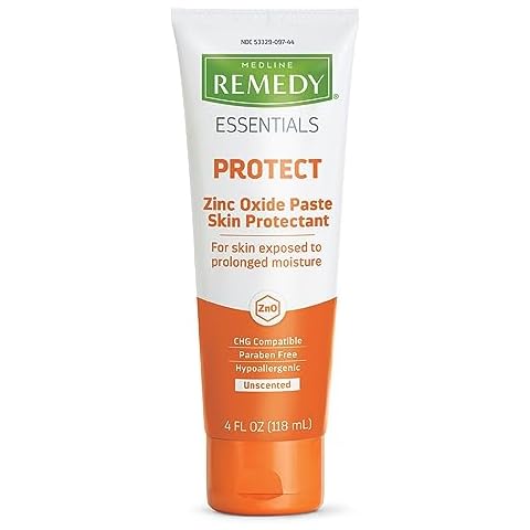 Medline Remedy Essentials Zinc Oxide Skin Protectant Paste (4 oz Tube), Unscented, Barrier, Incontinence Cream, Diaper Rash, Adults, Elderly, Hypoallergenic, Paraben Free Cover