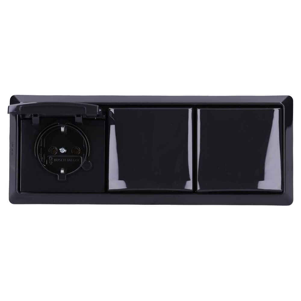 Busch-Jaeger Allwetter 44 Set: 2x SCHUKO inbouw stopcontact met klapdeksel 20 EUGK-34-101 2-voudig frame 2102-34 Alpinweiß UP IP44