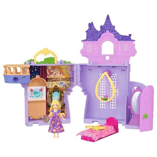 Mattel Disney Princess - La Torre di Rapunzel, set componibile ispirato al film con una mini bambola Rapunzel, 1 personaggio Pascal e 7 accessori inclusi, giocattolo per bambini, 3+ anni, JDP61