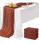 6 Pack Terracotta Cheesecloth Table Runner 35"×120" Gauze Fabric Table Runner Rustic Sheer Runner...