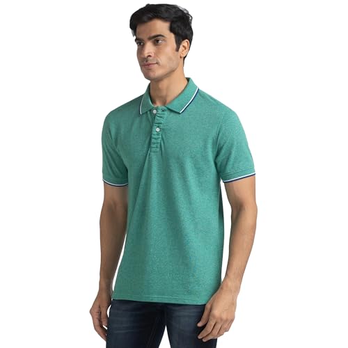 Image of Colorplus Tailored Fit Medium Green T-Shirt for Men