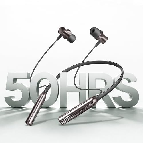 Image of TP TROOPS Neckband Bluetooth Headphones with 50 Hours Playtime with 10mm Drivers, Rich Music Experience, Type C Charging, Bluetooth 5.3 Wireless in-Ear Earphones with Mic, Voice Assistant (Dark Grey)