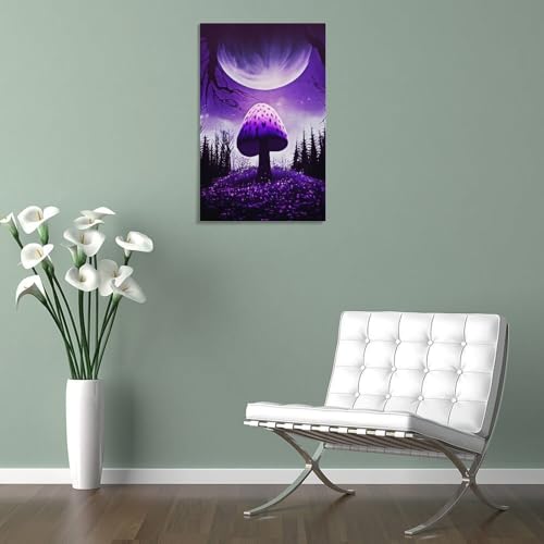 Affiche champignon violet spatial POLIUAWS pour sublimer un mur blanc - 4