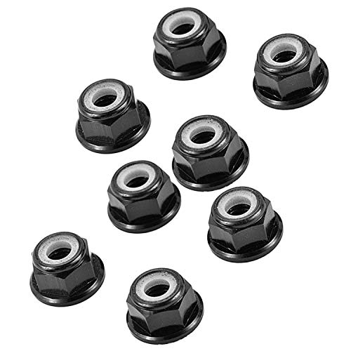 Dgzzi ALLN-M5-BL-8 Aluminum Locknut 8Pcs Black M5 Aluminum Nuts Flange Nylon Lock Nut cover