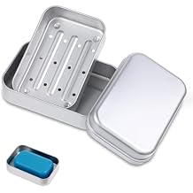 Tyqour Aluminium Travel Soap Container Metal Travel Soap Dish with Lid Self Draining Soap Tin Bar Holder Case Box for Camp Travel Gym Hiking Home Bathroom