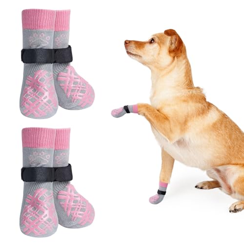 BEAUTYZOO Anti Slip Dog Socks, Dog Shoes for Hot Pavement & Hardwood Floors