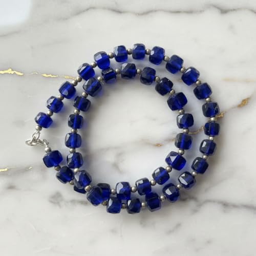 Collier perles quartz saphir bleu naturel cristal guérison - 3