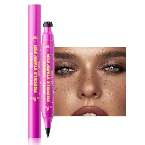 Beauty Glazed Dual-Ended Freckle Stamp Pen – Realistic Faux Freckles Makeup with Soft Sponge Stamp & Precision Tip – Waterproof Long-Lasting Freckle Marker for Natural or Bold Looks (02 Mousy Brown)