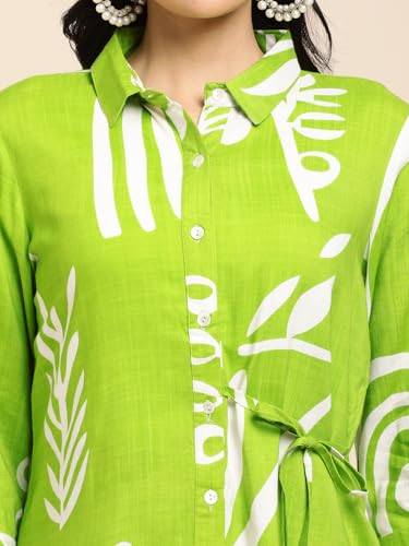 Image of RATAN Women's Rayon All Over Floral Printed Night Suit Shirt and Pajama Co-ord Set