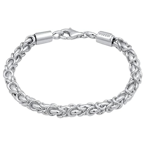 Kuzzoi Buddha Silver Bracelet for Men, Handmade Byzantine Chain Bracelet Made of 925 Sterling Silver Cover