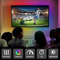 LED TV Hintergrundbeleuchtung, 10M RGB LED Strip für 32-75 Zoll TV und PC APP-Steuerung USB-Betrieb Led Beleuchtung Fernseher Intelligente Musiksync LED Streifen mit Bluetooth & WLAN – Ansicht 5