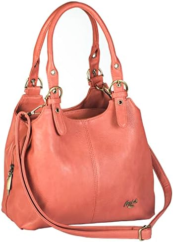 Mabel London Womens Multiple Pockets Handbag - Medium Size Multi Compartments Bag with a Long Shoulder Strap - AMELIA