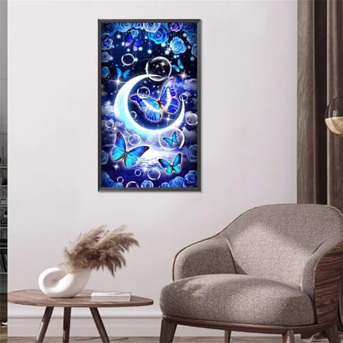 Kit Adultes Peinture Diamant Papillon Bleu 5D | Broderie Art Diamond Painting 30x90cm