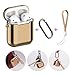REFLYING Case Compatible for AirPods [1st and 2nd Gen], Soft TPU Plated Case Shockproof Protective Cover Compatible with AirPods & AirPods 2019 [Front LED Visible] - Gold