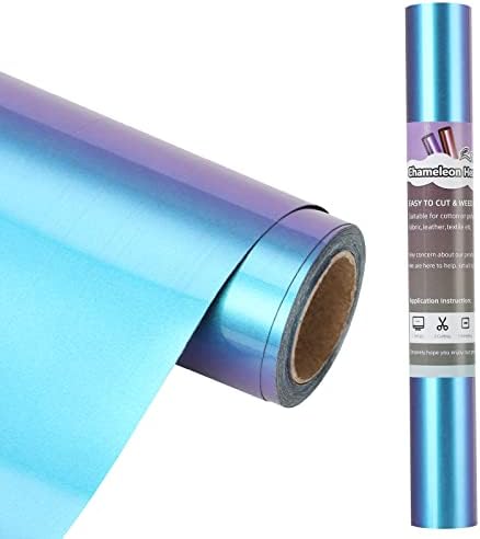 Airabbit Chameleon HTV Vinyl Rolls Heat Transfer Vinyl - 12" x 8ft Gradient Change Color Iron on Vinyl for Cricut & Cameo - Easy to Cut & Weed for DIY T Shirt (Cyan to Purple)