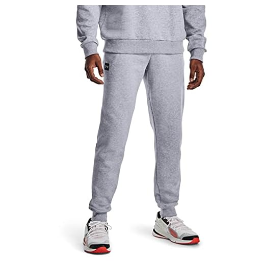 Under Armour Mens Rival Fleece Joggers , Mod Gray Light Heather (011)/Onyx White , Large