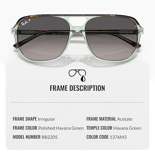 Image of Ray-Ban RB2205 BILL ONE Square-Round Shaped Sunglasses for Men & Women with Official RAYBAN Eyewear Kit