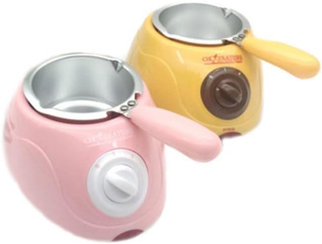 Electric Chocolate Melting Pot, Dual Warming Pots with Temperature Control, Pink and Yellow (pink, Single pot)