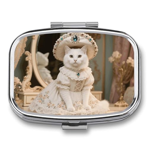 Pill Box Rococo Cat �g���x���s���I�[�K�i�C�U�[ 2�R���p�[�g�����g �|�[�^�u�����f�B�V���P�[�X �~���[�f�U�C�� �r�^�~���A�W���G���[�A�K���i�p ��v�ȃ|�P�b�g�s���{�b�N�X ���z�A�L�����v�p