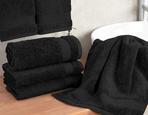 Cotton Paradise Hand Towels For Bathroom, 100% Turkish Cotton 16X28 Inch 4 Piece Hand Towel Set, Soft Absorbent Face Towel Clearance Set, Black Hand Towels #TOP1