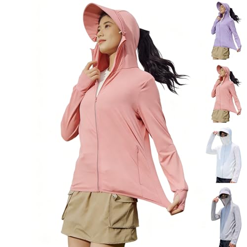 La Mejor Recopilación de Ropa de Pesca para Mujer los 5 mejores. 41 Chaqueta de Proteccion Solar Mujer, Ropa Deportiva Anti UV, Visera Desmontable, UPF 50+ con Cierre Completo para el Sol Pesca Senderismo (MX/US, Alfa, Grande, Regular, Regular,...