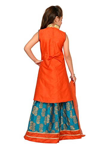 Image of Aarika Girl's Long Jacket, Lehenga And Dupatta Set