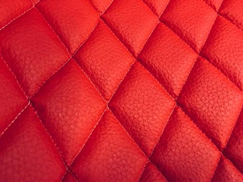 luvfabrics Diamond Quilted Faux Leather Vinyl Foam Backed- Automotive, Headliner, Furniture Upholstery, DIY Projects, Headboards, Home Decor & More! 54" Wide (RED)