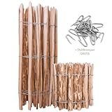 Sevico Staketenzaun imprägniert Haselnuss Holzzaun Haselnussholz Zaunlatte Rollzaun Kastanienzaun Gartenzaun 80 cm x 5m, Lattenabstand: 7-8 cm