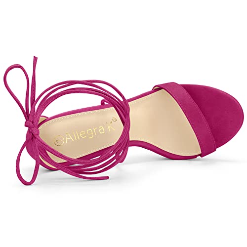Allegra K Allegra K Women's Platform Stiletto Heels Hot Pink Lace Up Sandals - 7.5 M US