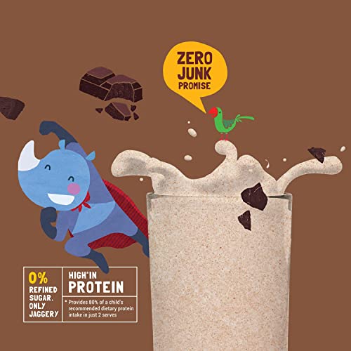 Image of Slurrp Farm No Sugar Chocolate Nutrition Powder Milk Mix, Sweetened with Jaggery Powder, Contains Jowar and Oats, with 10 Essential Nutrients, 250 g (Pack of 2)