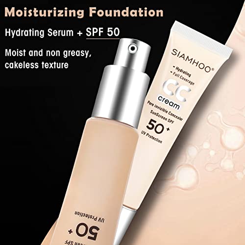 Siamhoo Cc Cream Foundation With Spf 50+ Full Coverage Foundation Makeup Color Corrector Even Skin Tone, 1.58 Fl.oz/ 45Ml (Medium) #TOP3
