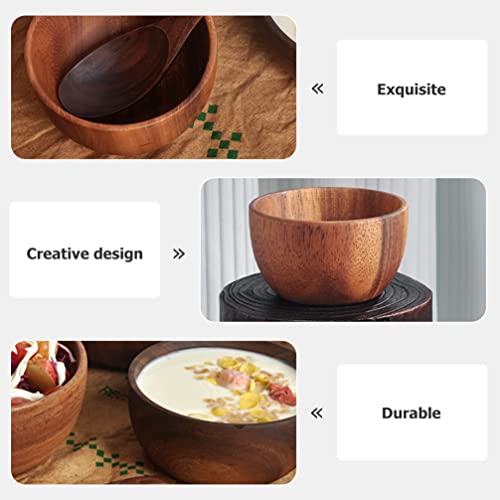 Luxshiny Tigela de Salada de Madeira Tigela de Ramen Tigela de Lanches Tigelas de Mistura de Madeira