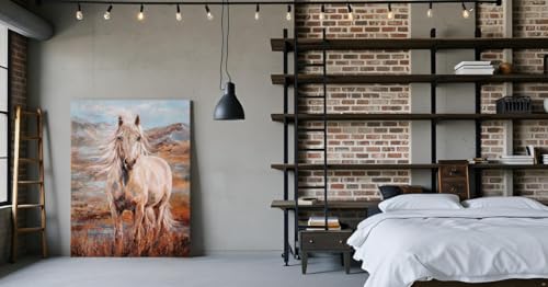 Image of Yihui Arts Vintage Horse Pictures - Rustic Farmhouse Canvas Wall Art for Modern Contemporary Decor