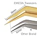 EMEDA Eyelash Extension Tweezers for Make Fans Professional Precision Stainless Steel 45 Degree Curved Angled 17 mm Fine Tips Golden Lashing Volume Tweezers Tool for Lash Extension Supplies