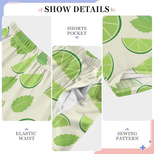 ZZXXB Lime Mint Leaves Boys Long Pants Soft Trousers Elastic Waist Kids Lounge Bottoms with Pockets S-XL4