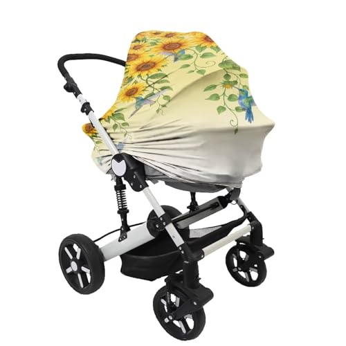 Image of Binienty Gradient Sunflower Hummingbird Women's Nursing Cover Breastfeeding Scarf, Stretchy Multi-Use Infant Stroller Covers, Baby Shower Gifts