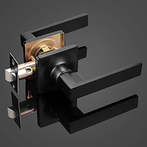 Gobekor 10 Pack Black Passage Lever Handle Interior Door Levers Hallway Closet Door Handles Straight Door Lock Keyless Square Lever Door Handles #TOP1