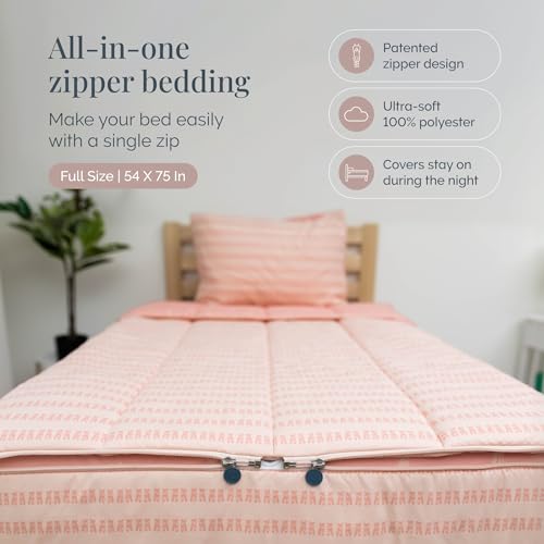 Image of Beddy's Ballerina Theme Durable Zipper Bedding for Kids - Bed in a Bag - Pink Ballet Shoe Sheets & Comforter - Includes 2 Pillowcases & 2 Shams - Easy to Make & Wash - Full