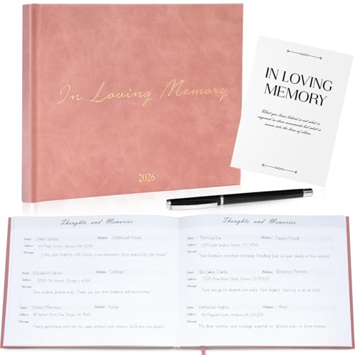 Image of Funeral Guest Book - Celebration of Life Guest Book with Rollerball Pen for Memorial Service - Funeral Memory Sign in Books for Over 300+ Guests - Funeral Decorations with In Loving Memory Table Sign
